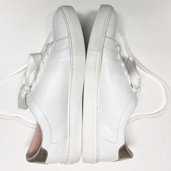 Kate Spade Angelise Leather Silhouette Sneakers Size 8.5B White Gold Lace-up - Picture 5 of 9
